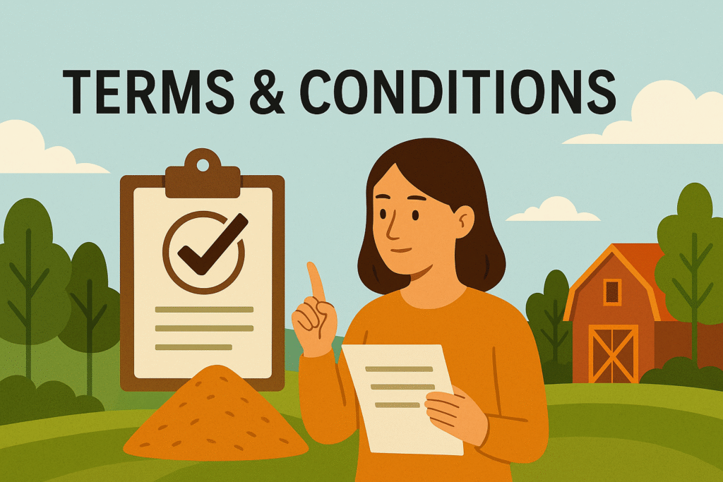 Terms & Conditions image showing paperwork in farm settings